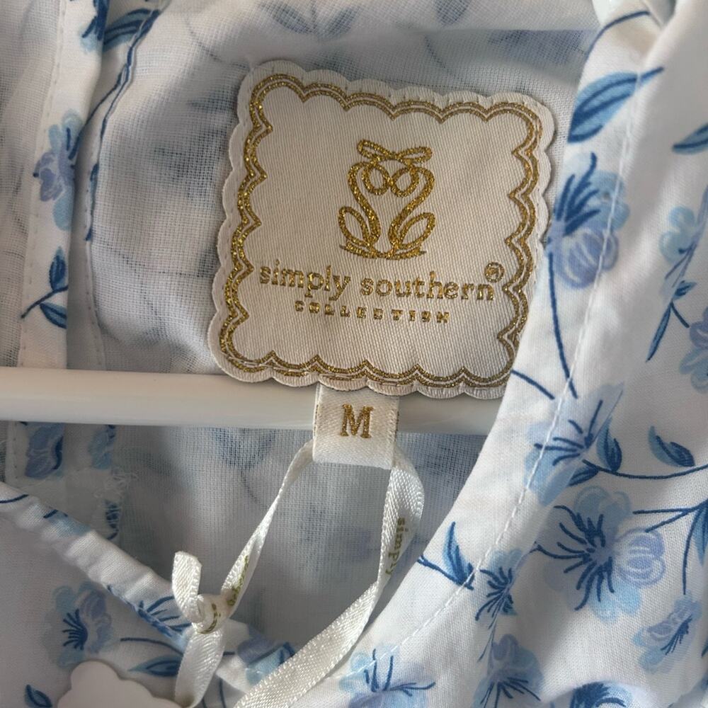 Simply Southern - NWT Blue & White Floral Mini Dress Size Medium - Picture 10 of 12